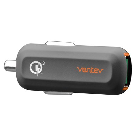 VENTEV QC3.0 24W Dashport rq1300 mini USB A Car Charger, Gray DPRQ13VPAVNV
